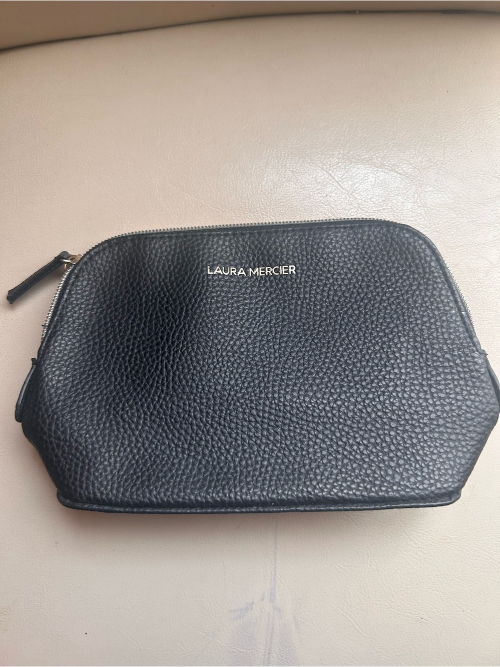 Laura Mercier Black Pebbled Leather Toiletry Pouch